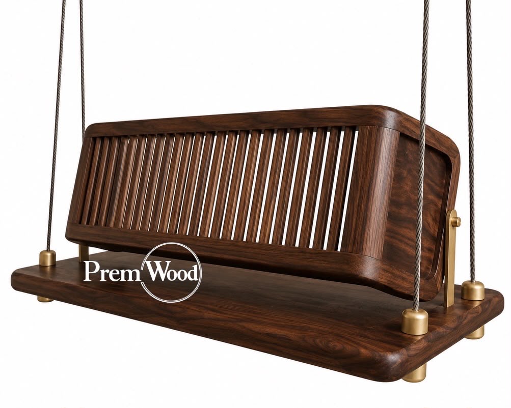 Premwood Solid Sheesam Wood Hanging Swing | Solid Wood Jhula for Home & Balcony