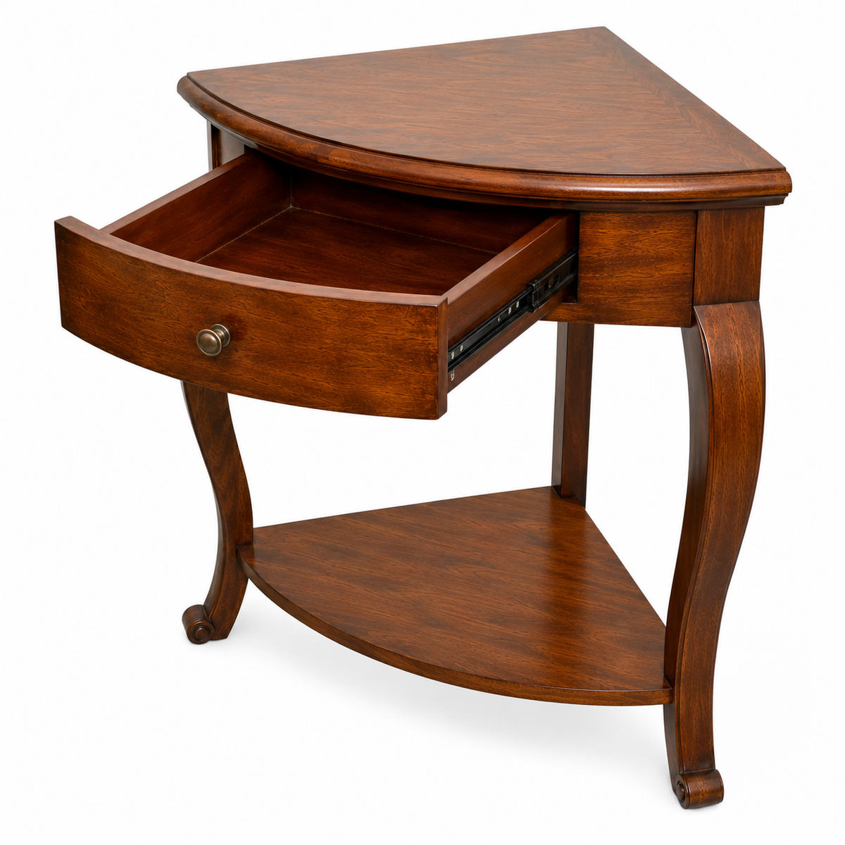 PremWood Solid Sheesham Wood Corner Side Table with Drawer & Bottom Shelf | Handcrafted Wooden End Table for Living Room, Bedroom & Hallway | Space Saving Corner Accent Table | Honey Finish