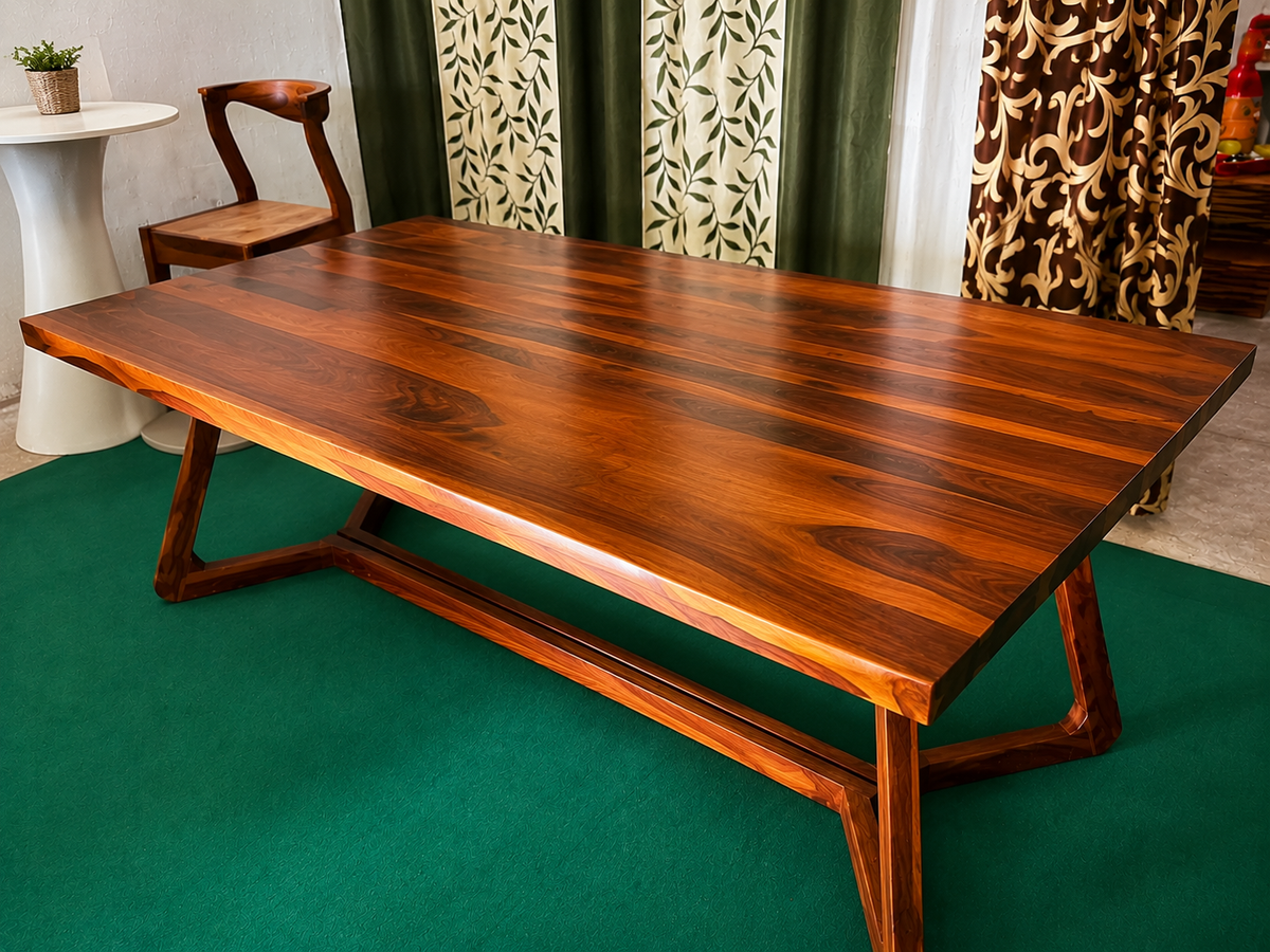 PremWood Solid Sheesham Wood Live Edge Dining Table | 6 Seater Wooden Dining Table | Natural Wood Grain | Premium Handcrafted Dining Table for Dining Room, Living Room & Restaurant