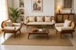 Premwood Solid Sheesham Wood 3+1+1 Sofa Set with Natural Rattan Cane | 3-Seater Sofa & 2 Single Seater Chairs | Honey Finish |  Living Room Furniture