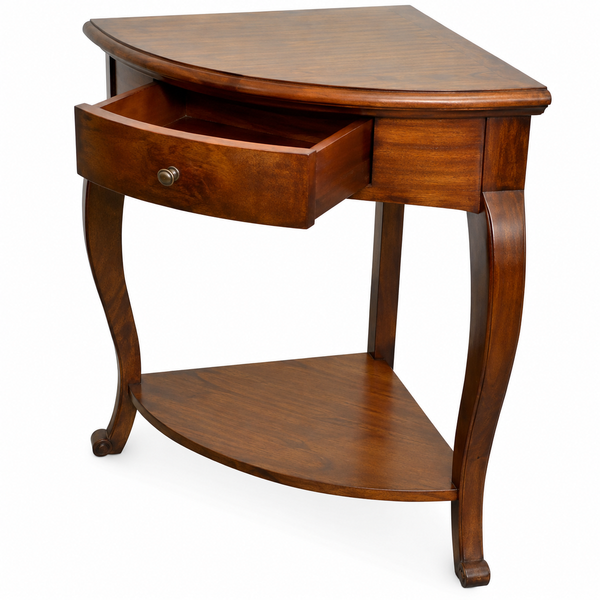 PremWood Solid Sheesham Wood Corner Side Table with Drawer & Bottom Shelf | Handcrafted Wooden End Table for Living Room, Bedroom & Hallway | Space Saving Corner Accent Table | Honey Finish