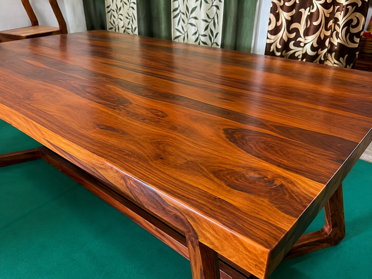 PremWood Solid Sheesham Wood Live Edge Dining Table | 6 Seater Wooden Dining Table | Natural Wood Grain | Premium Handcrafted Dining Table for Dining Room, Living Room & Restaurant
