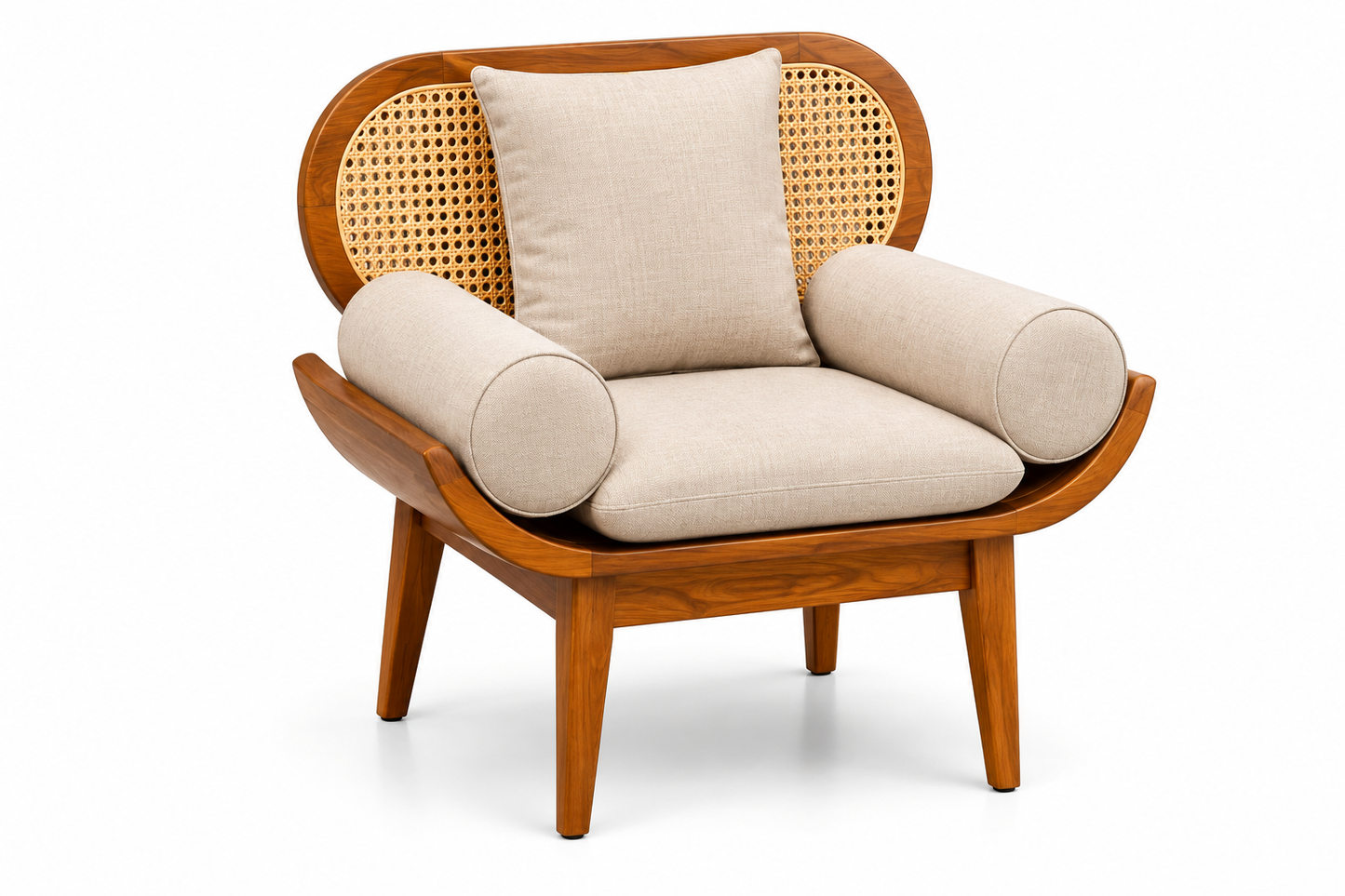 Premwood Solid Sheesham Wood 3+1+1 Sofa Set with Natural Rattan Cane | 3-Seater Sofa & 2 Single Seater Chairs | Honey Finish |  Living Room Furniture