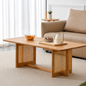 PremWood Solid Wood Rattan Cane Coffee Table | Modern Wooden Centre Table with Woven Cane Panel Legs