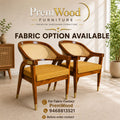 Premwood Rattan Chair Solid Wooden Chair Rattan Arm Chair for Living Room, Bedroom & Home, Brown Colour, (45D x 65W x 95H Centimeters)