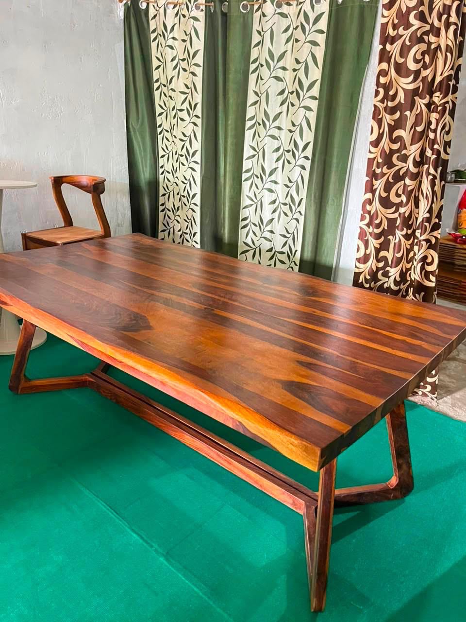 PremWood Solid Sheesham Wood Live Edge Dining Table | 6 Seater Wooden Dining Table | Natural Wood Grain | Premium Handcrafted Dining Table for Dining Room, Living Room & Restaurant