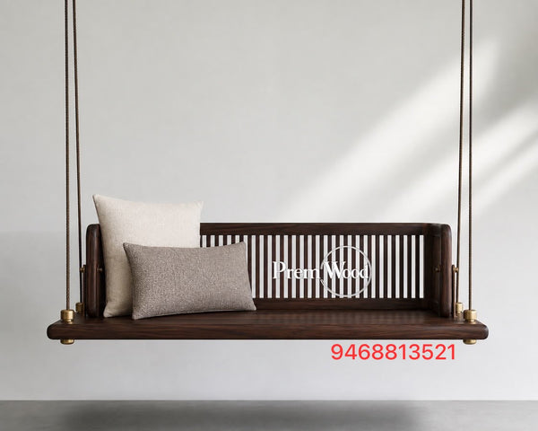 Premwood Solid Sheesam Wood Hanging Swing | Solid Wood Jhula for Home & Balcony