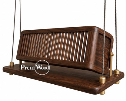 Premwood Solid Sheesam Wood Hanging Swing | Solid Wood Jhula for Home & Balcony
