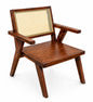 PremWood Solid Wood Armchair with Natural Cane Back, Walnut Finish, Mid-Century Modern Accent Chair for Living Room, Bedroom, Dining Room & Lounge
