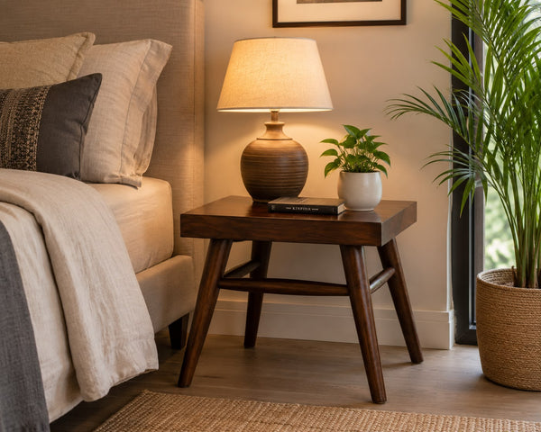 Premwood Solid Sheesham Wood Side Table | 18 x 18 Inch Square Wooden End Table with Tapered Legs  Alternative, thoda