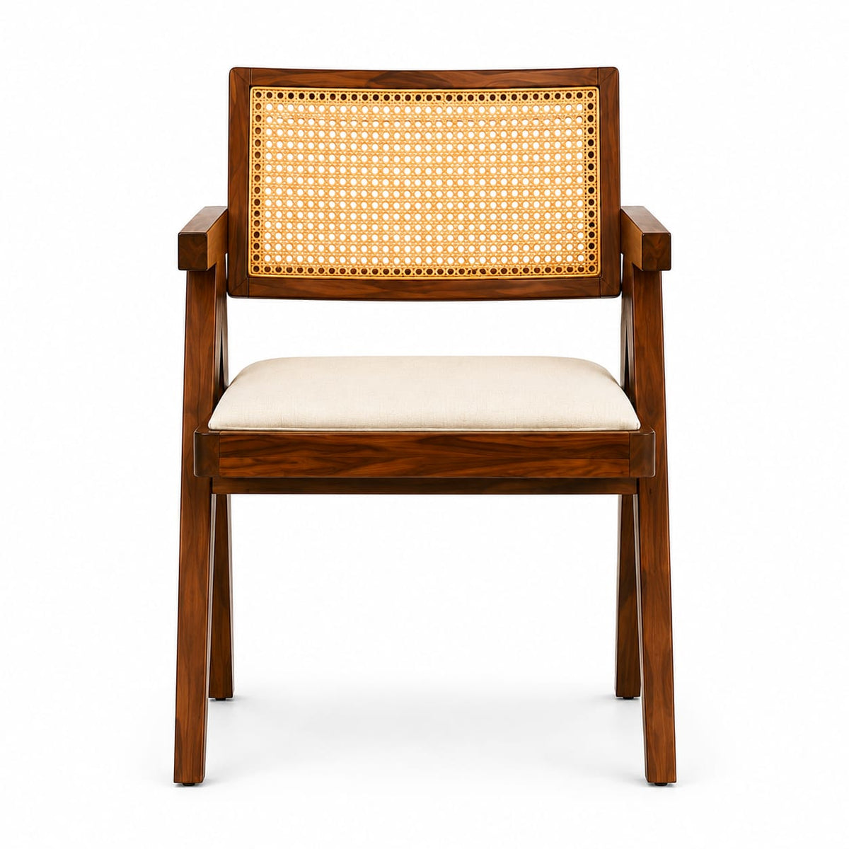 PremWood Premium Solid Sheesham Wood 4-Seater Round Dining Set – Natural Cane, Honey Finish