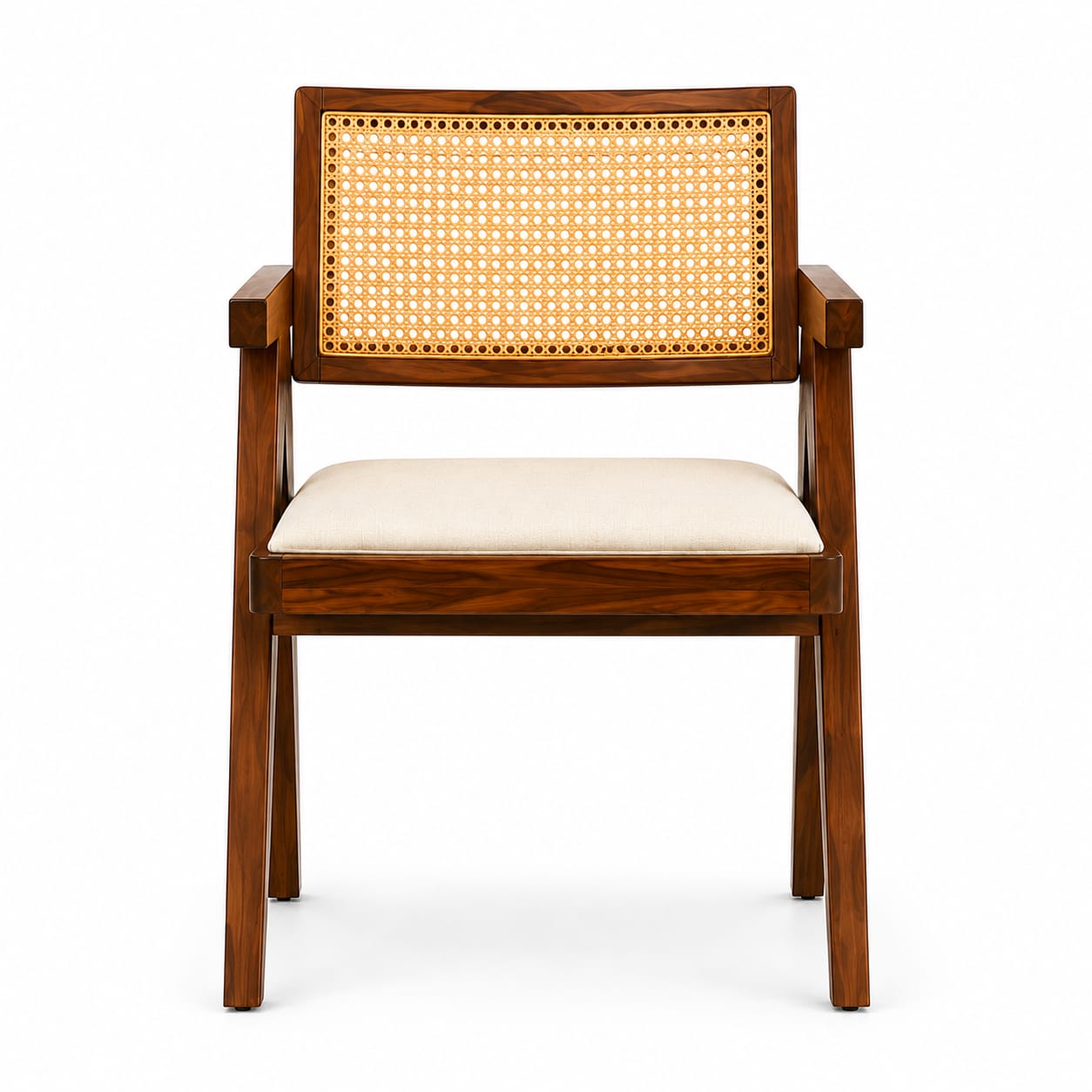 PremWood Premium Solid Sheesham Wood 4-Seater Round Dining Set – Natural Cane, Honey Finish