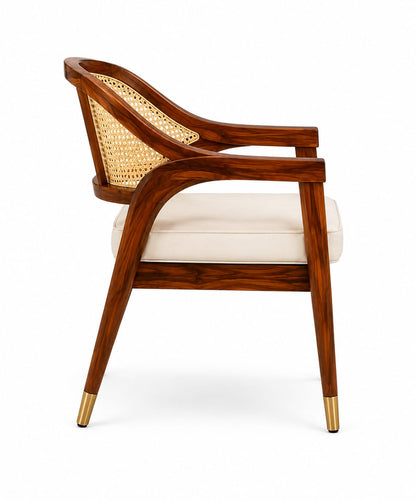 PremWood Premium Solid Sheesham Wood 4-Seater Dining Set with Natural Cane – Honey Finish