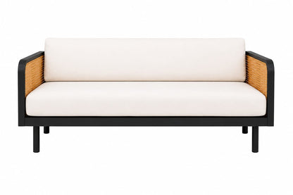 PremWood Solid Sheesham Wood 3-Seater Sofa with Natural Rattan Cane Panels – Honey Finish