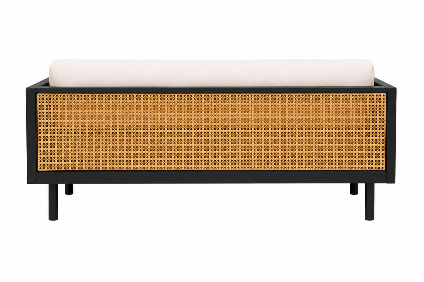 PremWood Solid Sheesham Wood 3-Seater Sofa with Natural Rattan Cane Panels – Honey Finish