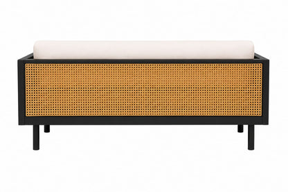 PremWood Solid Sheesham Wood 3-Seater Sofa with Natural Rattan Cane Panels – Honey Finish
