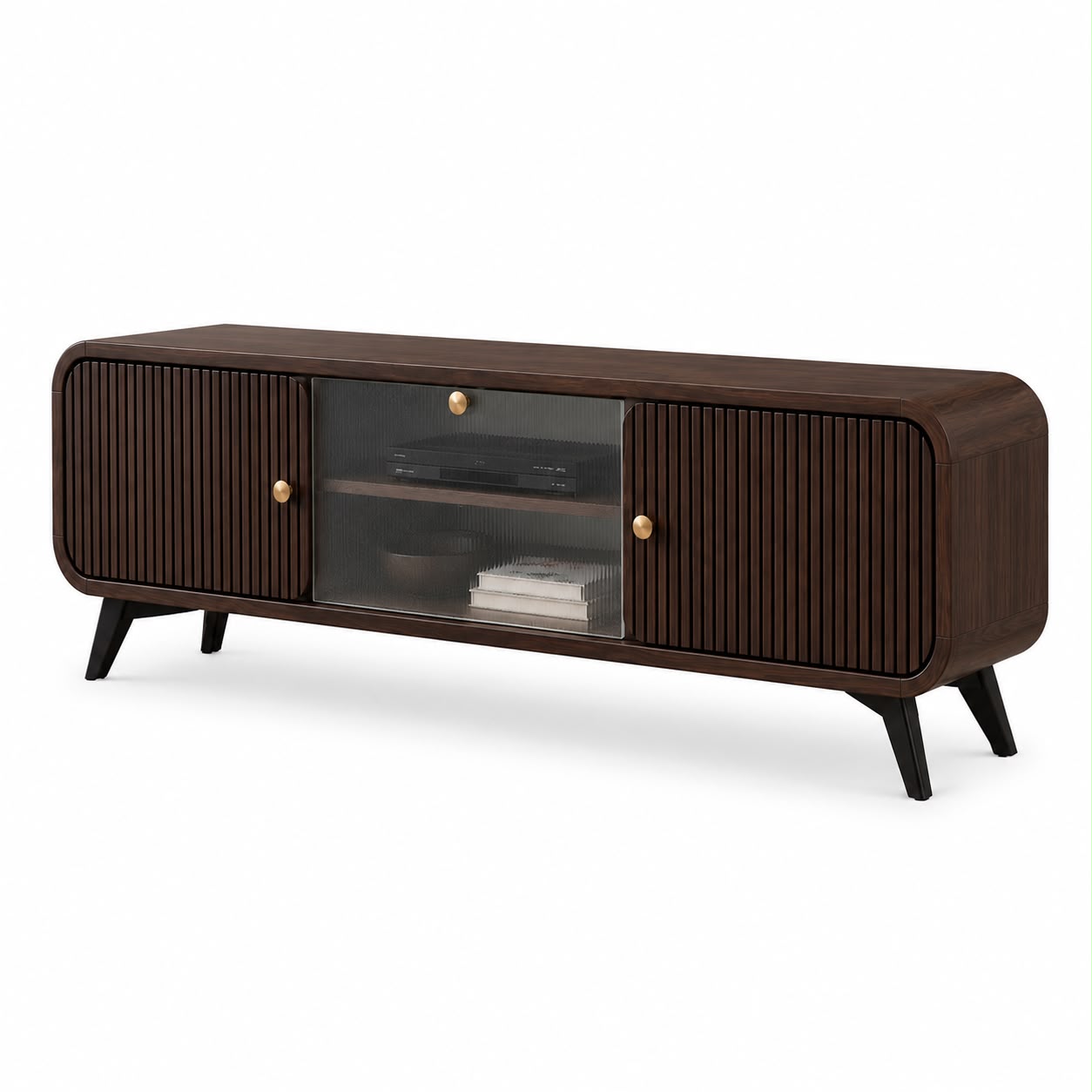 PremWood Modern Fluted TV Unit / Media Console | 65 Inch TV Stand with Storage Cabinet
