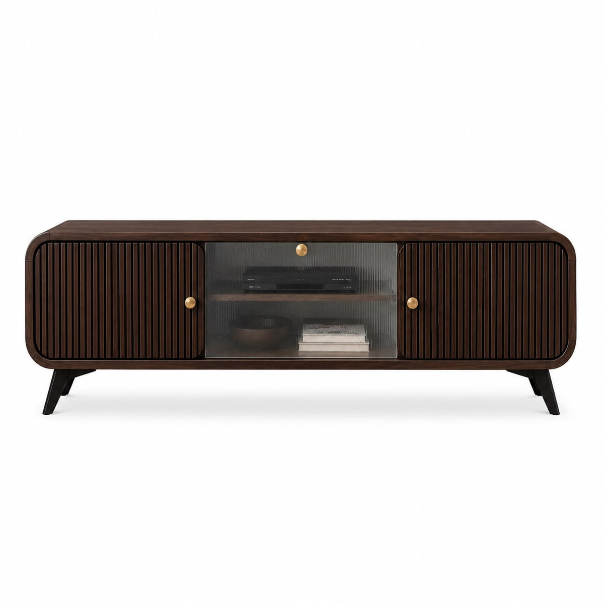 PremWood Modern Fluted TV Unit / Media Console | 65 Inch TV Stand with Storage Cabinet