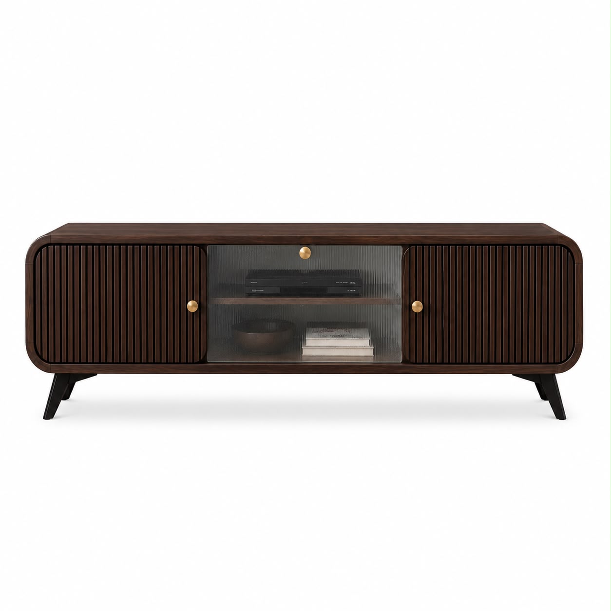 PremWood Modern Fluted TV Unit / Media Console | 65 Inch TV Stand with Storage Cabinet