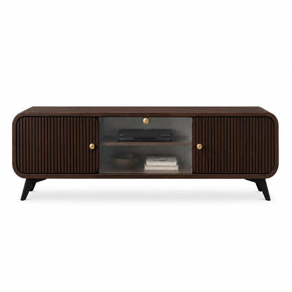 PremWood Modern Fluted TV Unit / Media Console | 65 Inch TV Stand with Storage Cabinet