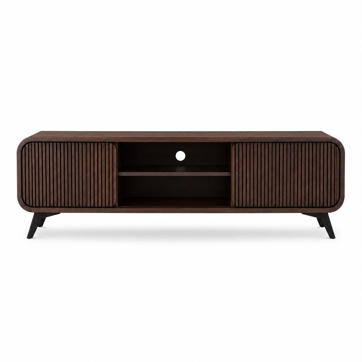 PremWood Modern Fluted TV Unit / Media Console | 65 Inch TV Stand with Storage Cabinet