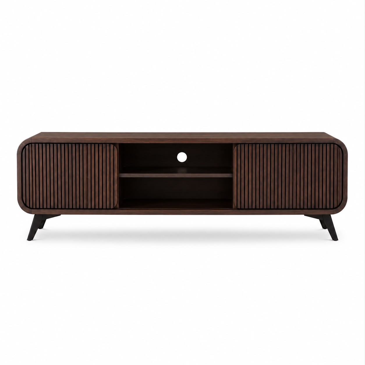 PremWood Modern Fluted TV Unit / Media Console | 65 Inch TV Stand with Storage Cabinet