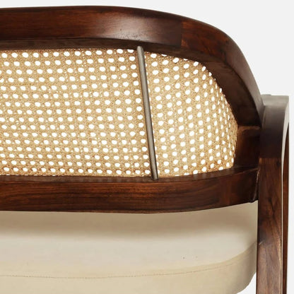PremWood Rattan 2 Seater Sofa Bench | Solid Wood Frame with Handwoven Cane Back