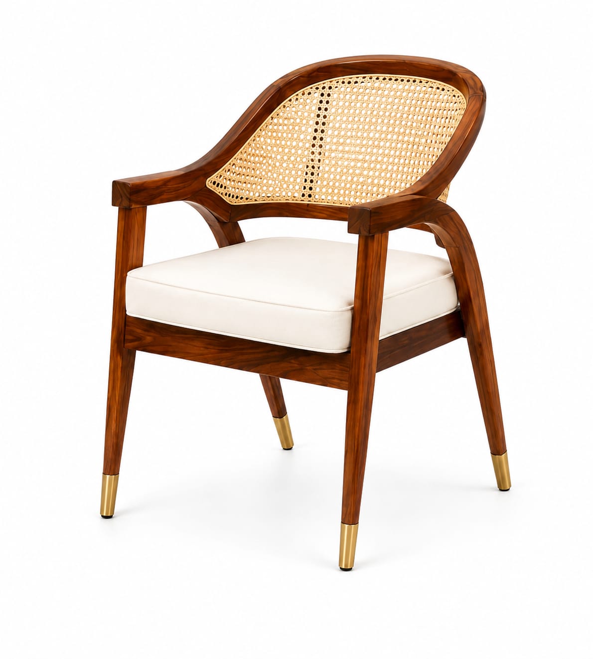 PremWood Premium Solid Sheesham Wood 4-Seater Dining Set with Natural Cane – Honey Finish