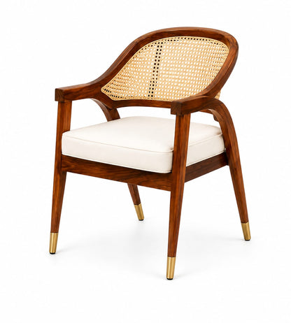 PremWood Premium Solid Sheesham Wood 4-Seater Dining Set with Natural Cane – Honey Finish