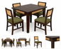PremWood 4 Seater Solid Sheesham Wood Dining Table Set with 4 Rattan Cane Chairs, Handcrafted Wooden Dining Furniture for Home & Kitchen, Brown Finish