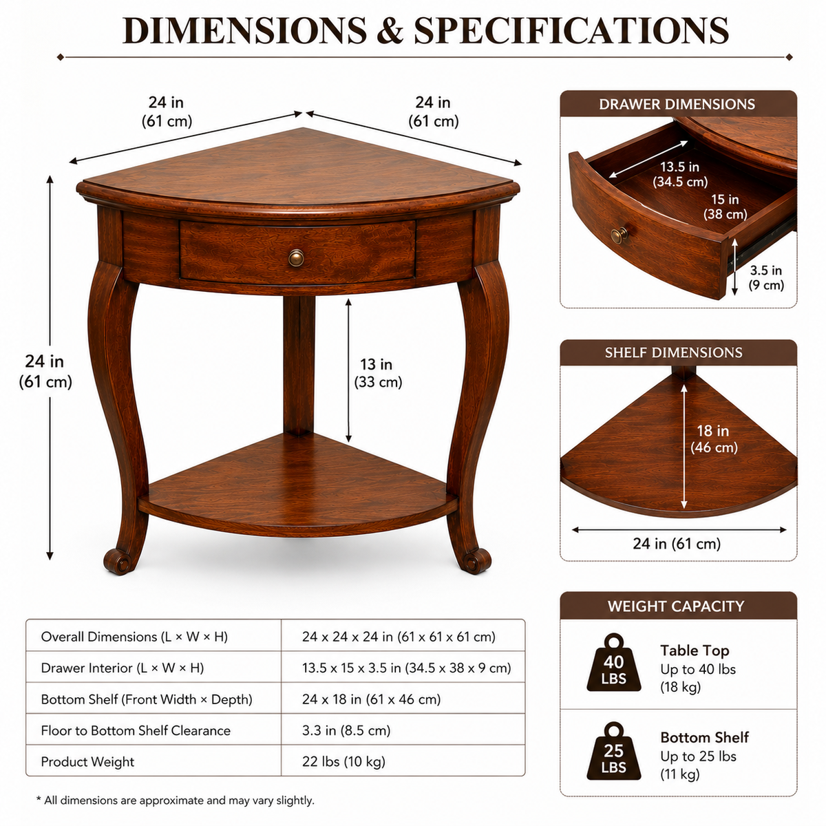PremWood Solid Sheesham Wood Corner Side Table with Drawer & Bottom Shelf | Handcrafted Wooden End Table for Living Room, Bedroom & Hallway | Space Saving Corner Accent Table | Honey Finish