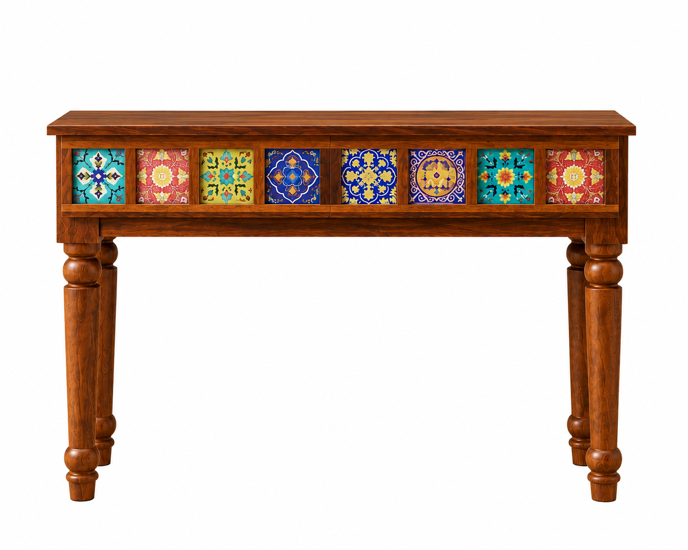 Premwood Handcrafted Solid Wood Console Table with Colorful Ceramic Tile Inlay | 40 Inch Entryway, Hallway & Living Room Accent Console Table