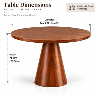 PremWood Solid Sheesham Wood Round Dining Table Set with 4 Cane Back Chairs | Modern Luxury Dining Set for Home & Dining Room