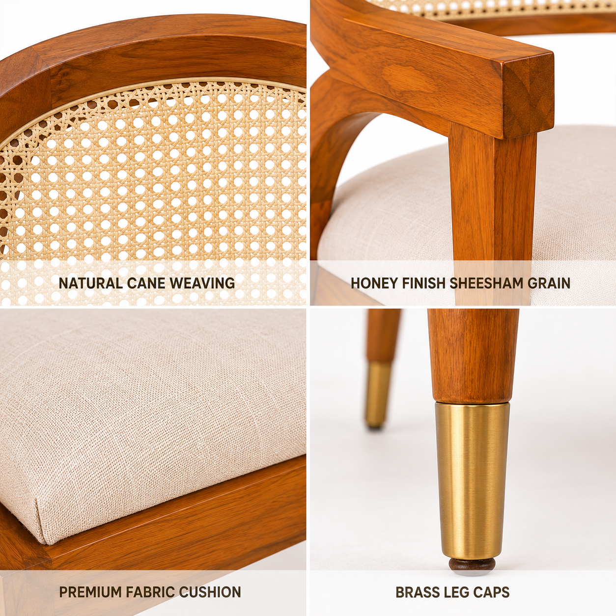 PremWood Solid Sheesham Wood Rattan Coffee Table Set | 2 Lounge Chairs + 1 Coffee Table