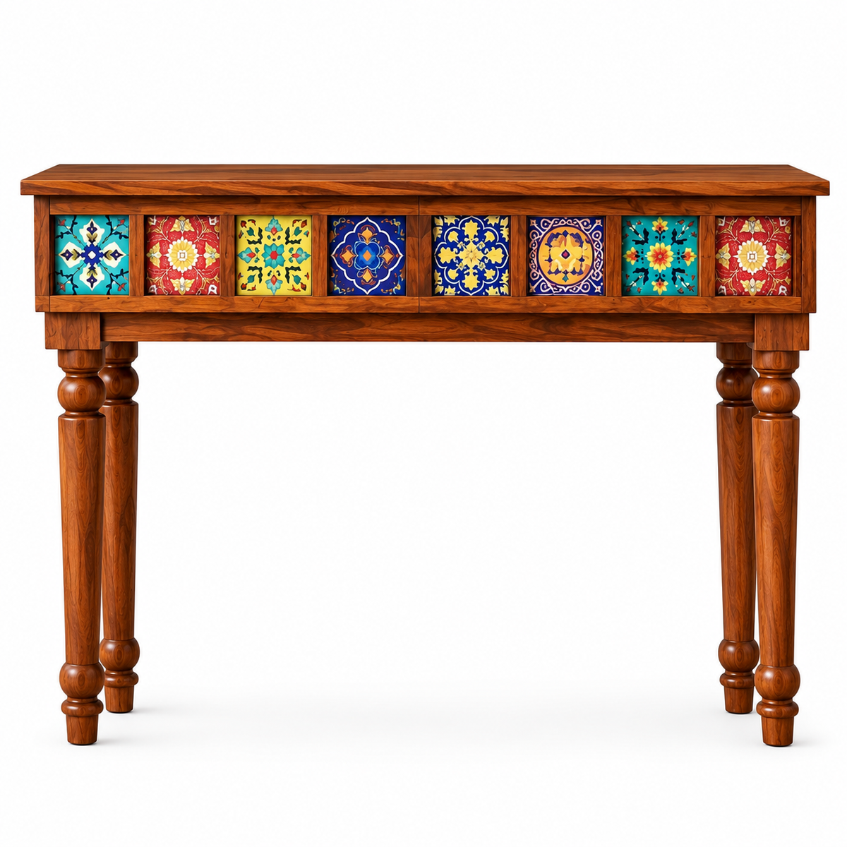 Premwood Handcrafted Solid Wood Console Table with Colorful Ceramic Tile Inlay | 40 Inch Entryway, Hallway & Living Room Accent Console Table