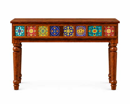 Premwood Handcrafted Solid Wood Console Table with Colorful Ceramic Tile Inlay | 40 Inch Entryway, Hallway & Living Room Accent Console Table